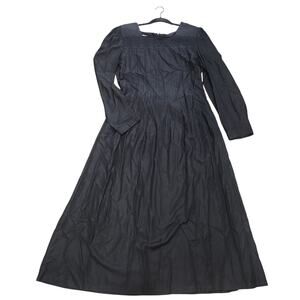 Vintage Black Beaded Embroidered Maxi Dress Long Sleeve Adams Whimsigoth 10 med